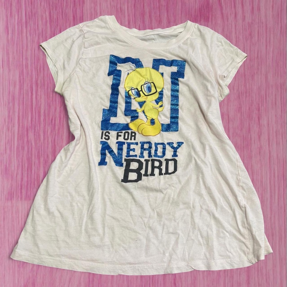 2011 tweety bird white fitted nerdy scenegirl tee